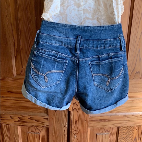 YMI Blue Denim High Waisted Shorts - Picture 5 of 11